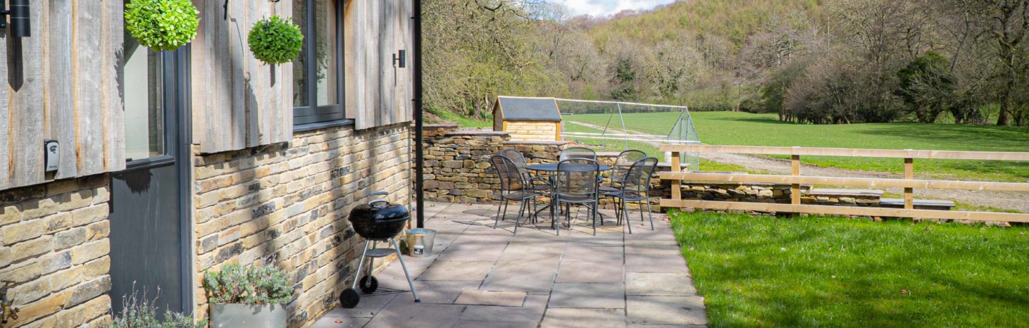 outdoor patio with table and chairs